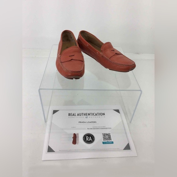 Prada Pebbled Leather Contrast Stitch Penny Loafers 40.5/7.5/8 - Picture 12 of 13